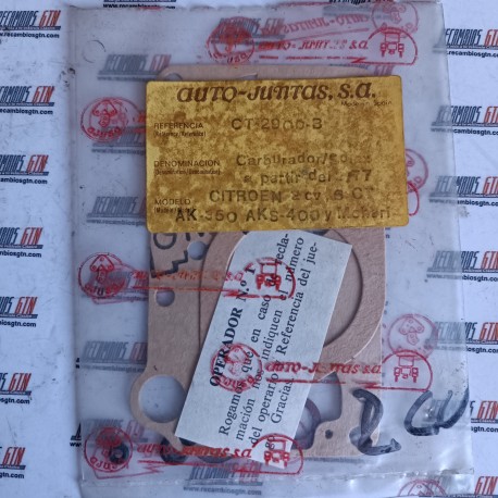 Citroen 2CV. 6 CT. AK 350. 400 Y MEHARI. KIT DE JUNTAS CARBURADOR